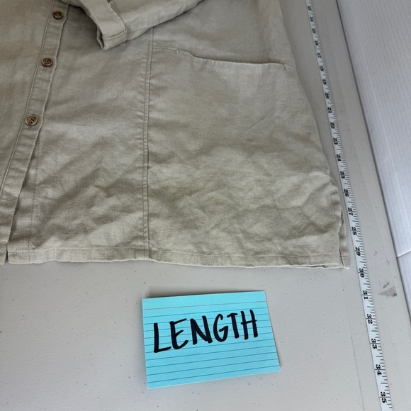 Laura Plus 100% Linen Lagenlook Button Down Tunic Top in Neutral Size 20 - Picture 12 of 15